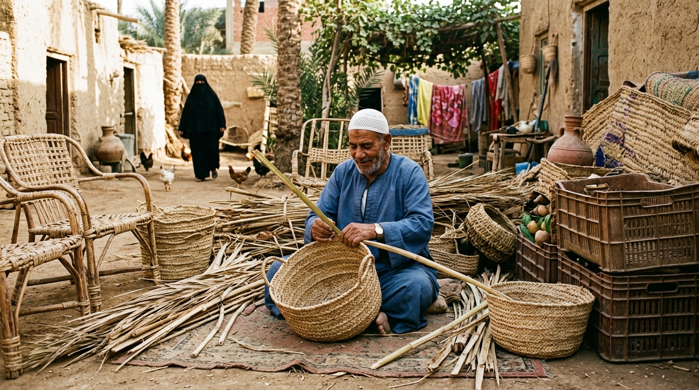 صناعة سعف النخيل (الجريد)